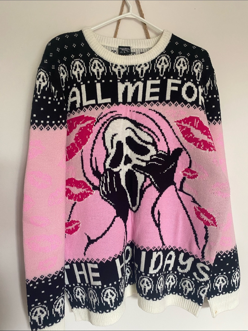 Ghost Face Sweater Call Z me For the Holidays Ladies Clothes